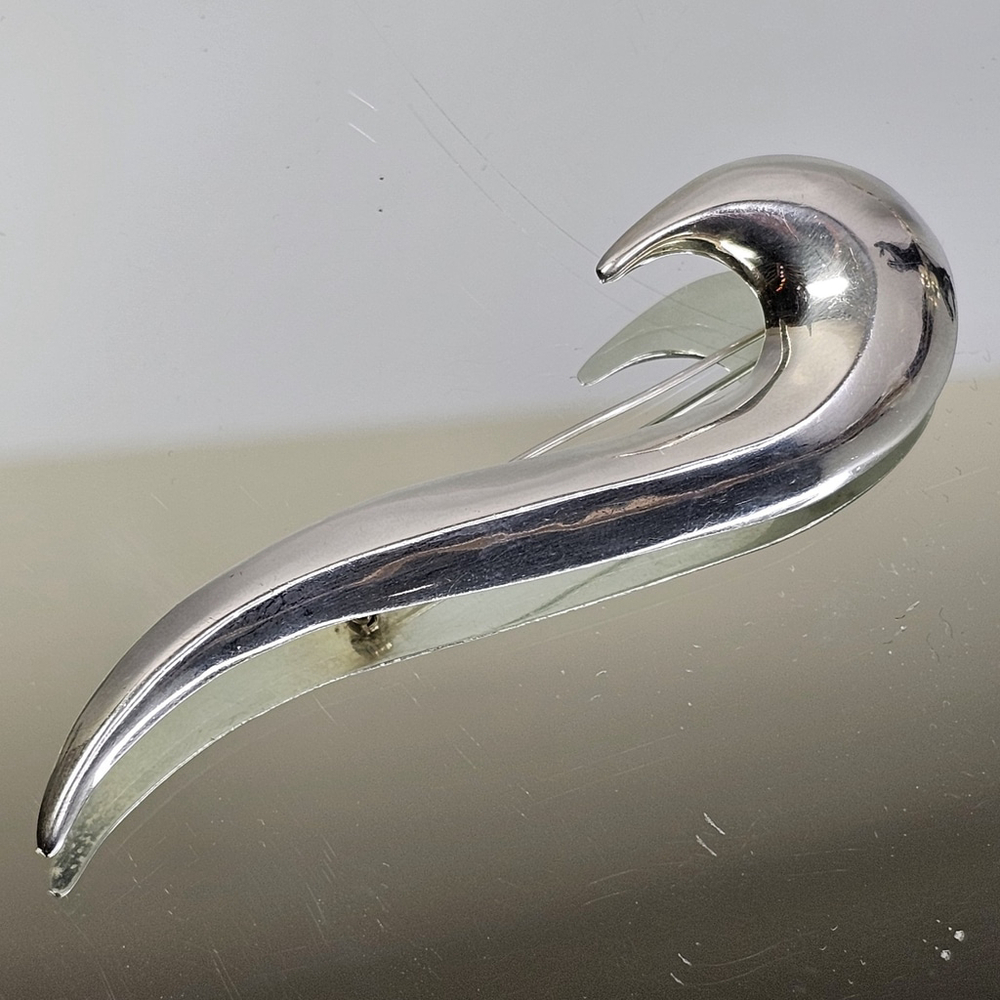 Inger K Sterling Silver 925 Brooch Pin Vintage Designer Large 3.7 Inch, 13 Grams